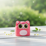 Pink kitten Duo Nest double-sided name stamp — personalised kids stamp