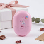 Clover Hatch pink bunny egg-shaped children's name stamp — Parent Nest