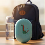 Rex Hatch blue dinosaur egg-shaped children's name stamp — Parent Nest