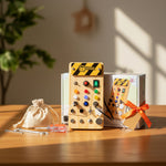 PowerBoard gift scene — wooden LED busy board as kids birthday or Christmas gift