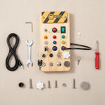 Top-down flat lay of Large PowerBoard with all included tools — Parent Nest
