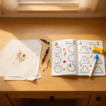 Little Nest Tracing Cards on warm white background with marker — Parent Nest